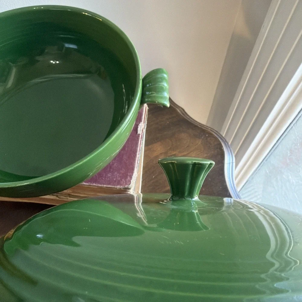 Vintage Fiesta Covered Casserole Forest Green Fiestaware 1950s